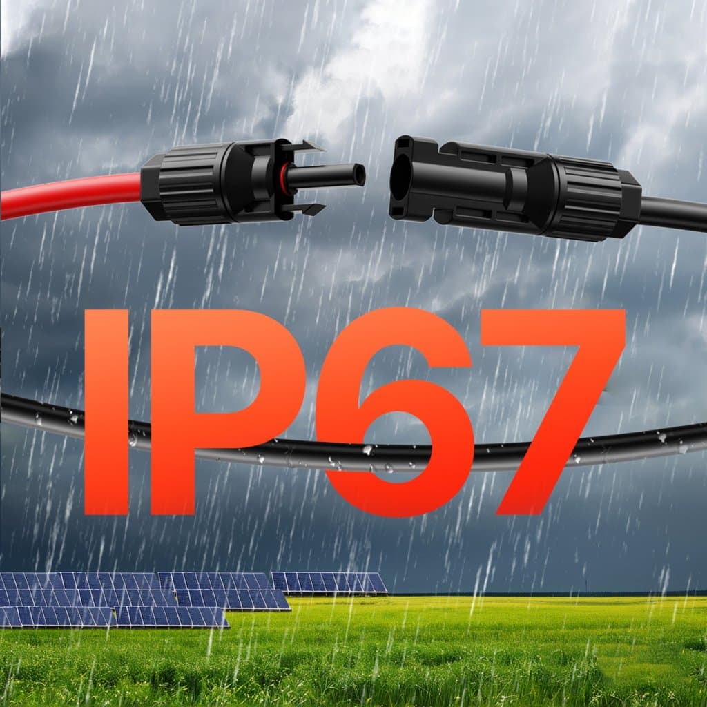 Przewód przedłużający do paneli słonecznych 30,48 m/100 stóp, żeński i męski, zestaw 2 szt., 6 mm²/10 AWG