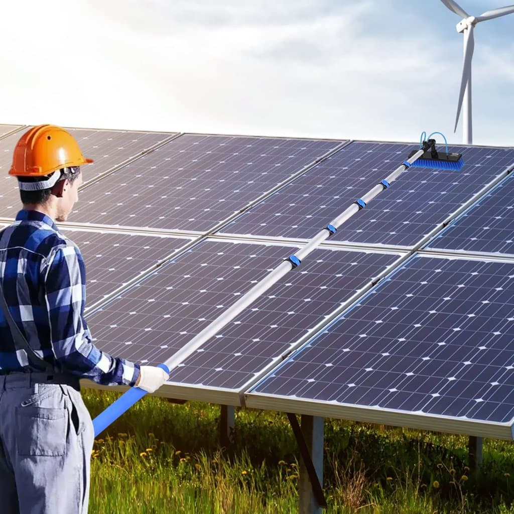 Zestaw drążków zasilanych wodą, 11-metrowy drążek do czyszczenia paneli słonecznych z wysuwaną rączką