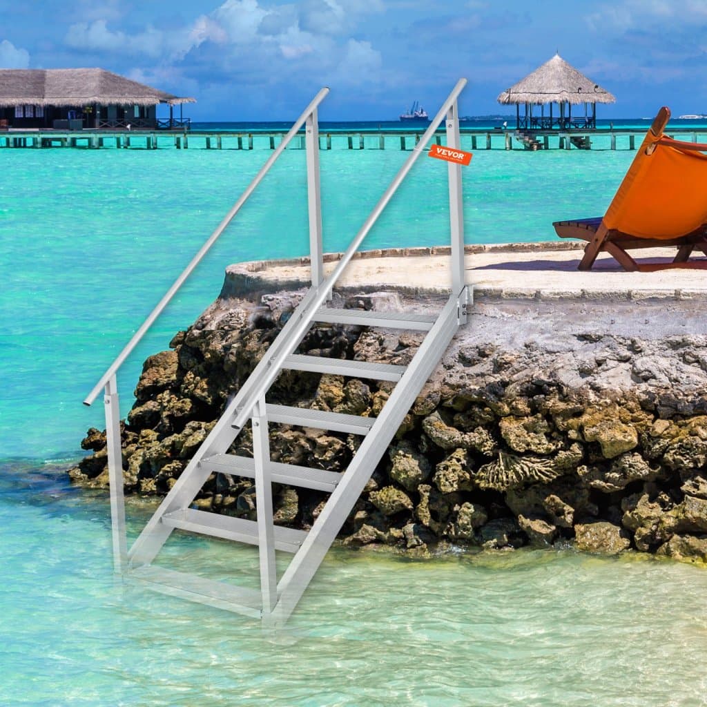 Aluminiowa drabina dokująca do łodzi, regulowana wysokość, 6 stopni