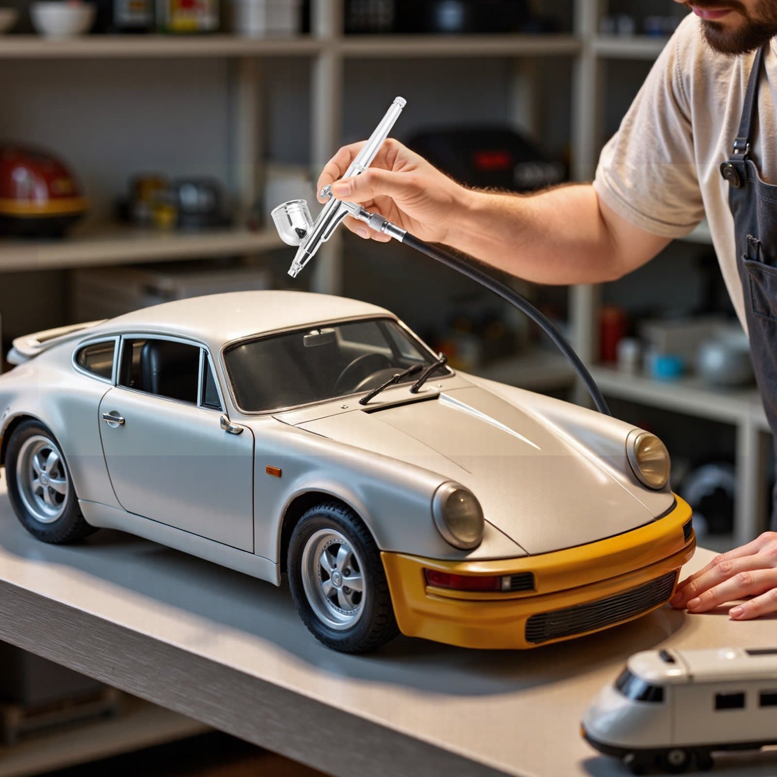 Zestaw aerografu Zestaw aerografu Kompresor powietrza 1/6 KM 3 aerografy 3 końcówki Farba