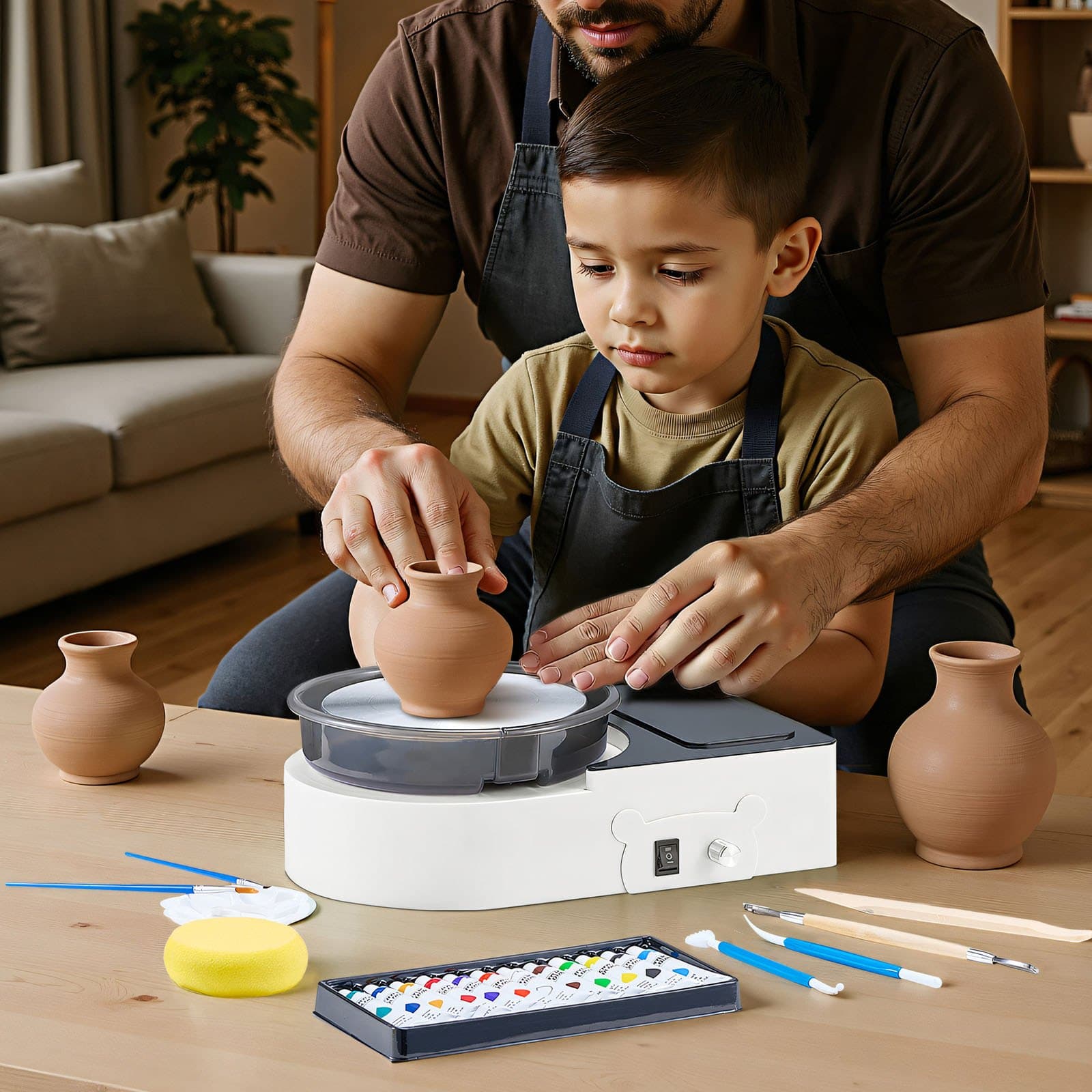 Miniaturowe koło garncarskie elektryczne do gliny dla dzieci i dorosłych 158 mm białe
