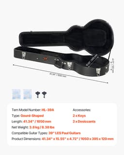 Futerał na gitarę elektryczną 41,34 cala/105 cm z zamkiem i kluczykiem do gitar LES Paul - miniatura 11