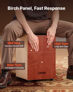 Drewniany instrument perkusyjny Cajon Box Drum ze strunami gitarowymi z drewna brzozowego - miniatura 6