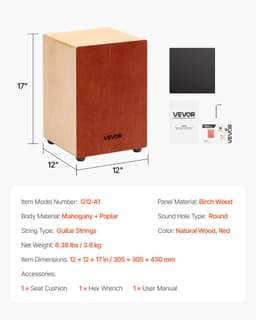 Drewniany instrument perkusyjny Cajon Box Drum ze strunami gitarowymi z drewna brzozowego - miniatura 11