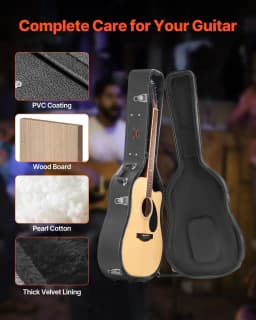 Futerał na gitarę akustyczną 43,31 cala / 110 cm z zamkiem i kluczami do gitary akustycznej - miniatura 8