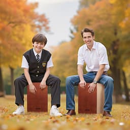 Duży bęben typu cajon z drewna brzozowego, instrument perkusyjny z werblami - miniatura 1