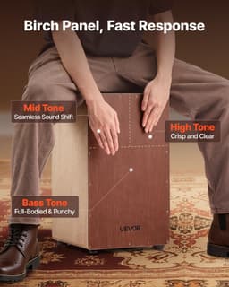 Duży bęben typu cajon z drewna brzozowego, instrument perkusyjny z werblami - miniatura 6