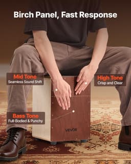 Kompaktowy instrument perkusyjny z drewna brzozowego, Cajon Box Drum, z werblami - miniatura 6