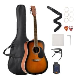 Gitara akustyczna typu dreadnought, 41 cali / 1041,4 mm, zestaw dla początkujących, pokrowiec, dorosły, Sunburst - miniatura 2