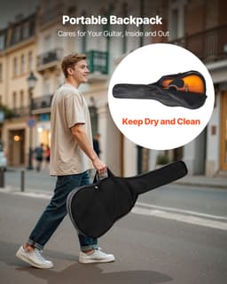 Gitara akustyczna typu dreadnought, 41 cali / 1041,4 mm, zestaw dla początkujących, pokrowiec, dorosły, Sunburst - miniatura 9