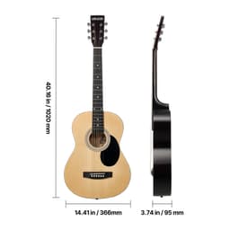 Gitara akustyczna typu dreadnought 39 cali / 990,6 mm Naturalny zestaw dla początkujących z pokrowcem dla dorosłych - miniatura 12