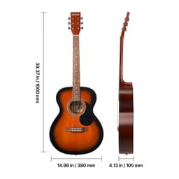 Gitara akustyczna typu dreadnought, 40 cali / 1016 mm, zestaw dla początkujących, pokrowiec, dorosły, Sunburst - miniatura 12