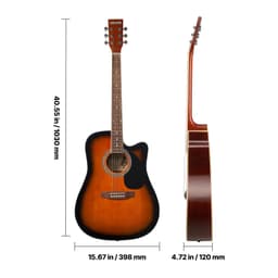 104,4 mm (41 cali) Cutway Acoustic Guitar Beginner Bundle Gig Bag dla dorosłych Sunburst - miniatura 12