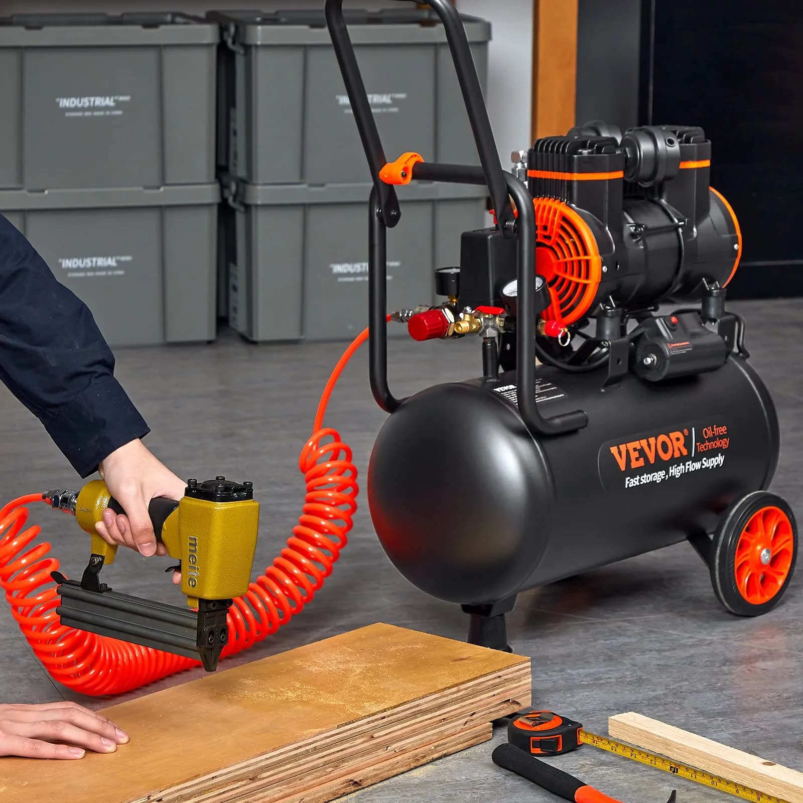 Sprężarka powietrza 23,8 l 1450 W 3,35 CFM przy 90 PSI 70 dB Ultra cicha Bezolejowa