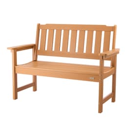 Ławka ogrodowa, 128 cm, plastikowa, odporna na warunki atmosferyczne, w kolorze naturalnego drewna - miniatura 12