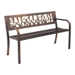 Ławka ogrodowa, 127 cm, metalowa rama, oparcie z PVC z kwiatowym wzorem, na werandę - miniatura 4
