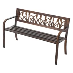 Ławka ogrodowa, 127 cm, metalowa rama, oparcie z PVC z kwiatowym wzorem, na werandę - miniatura 3