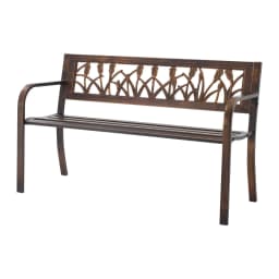 Ławka ogrodowa, 127 cm, metalowa rama, oparcie z PVC z kwiatowym wzorem, na werandę - miniatura 12