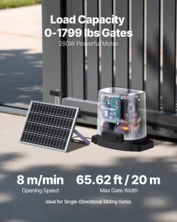 Otwieracz bramy solarnej 280 W, 1799 funtów, elektryczny otwieracz bramy, szyna zębata, 2 piloty - miniatura 6