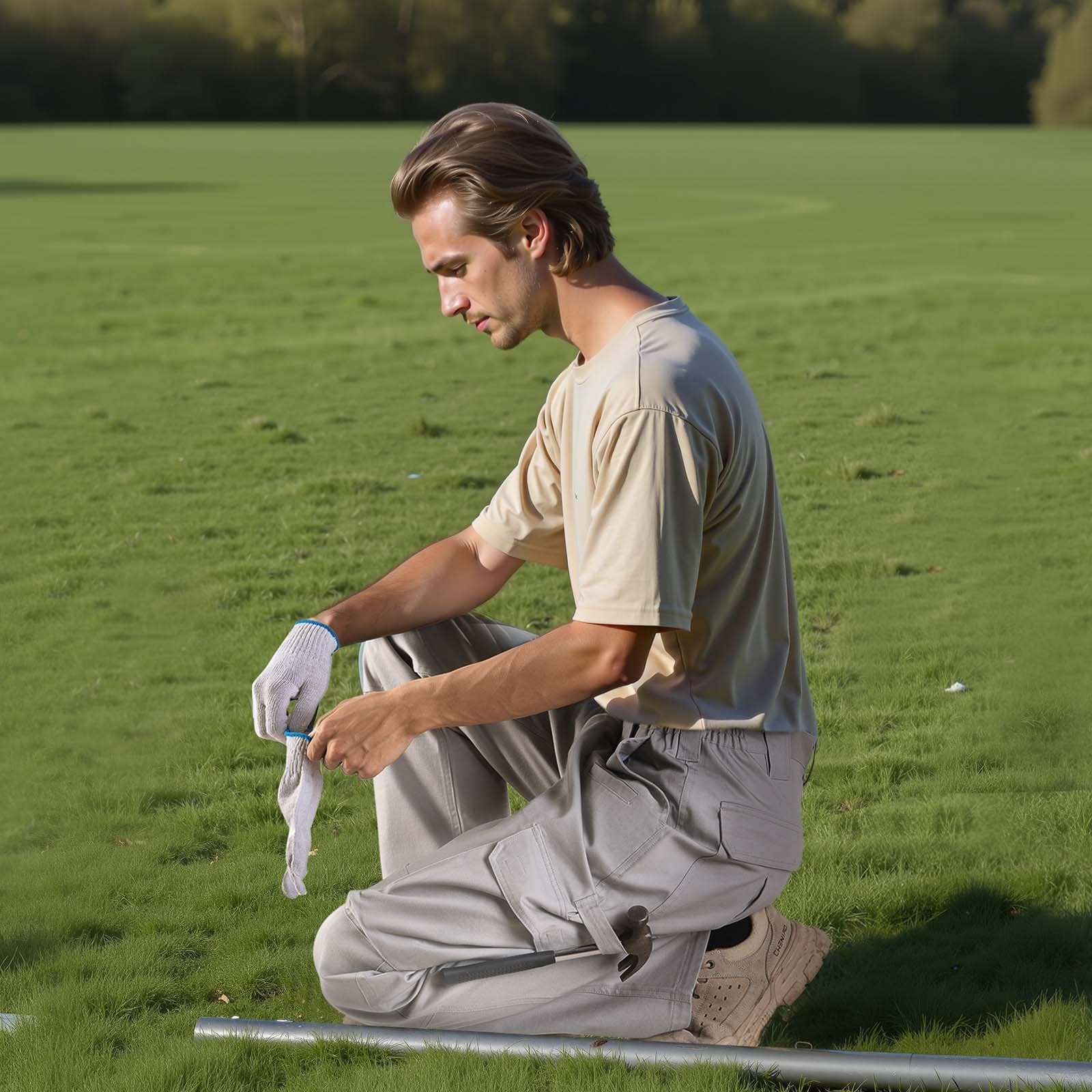 Spodnie FR dla mężczyzn, trudnopalne, bojówki, wielokieszeniowe, rozmiar M, szare
