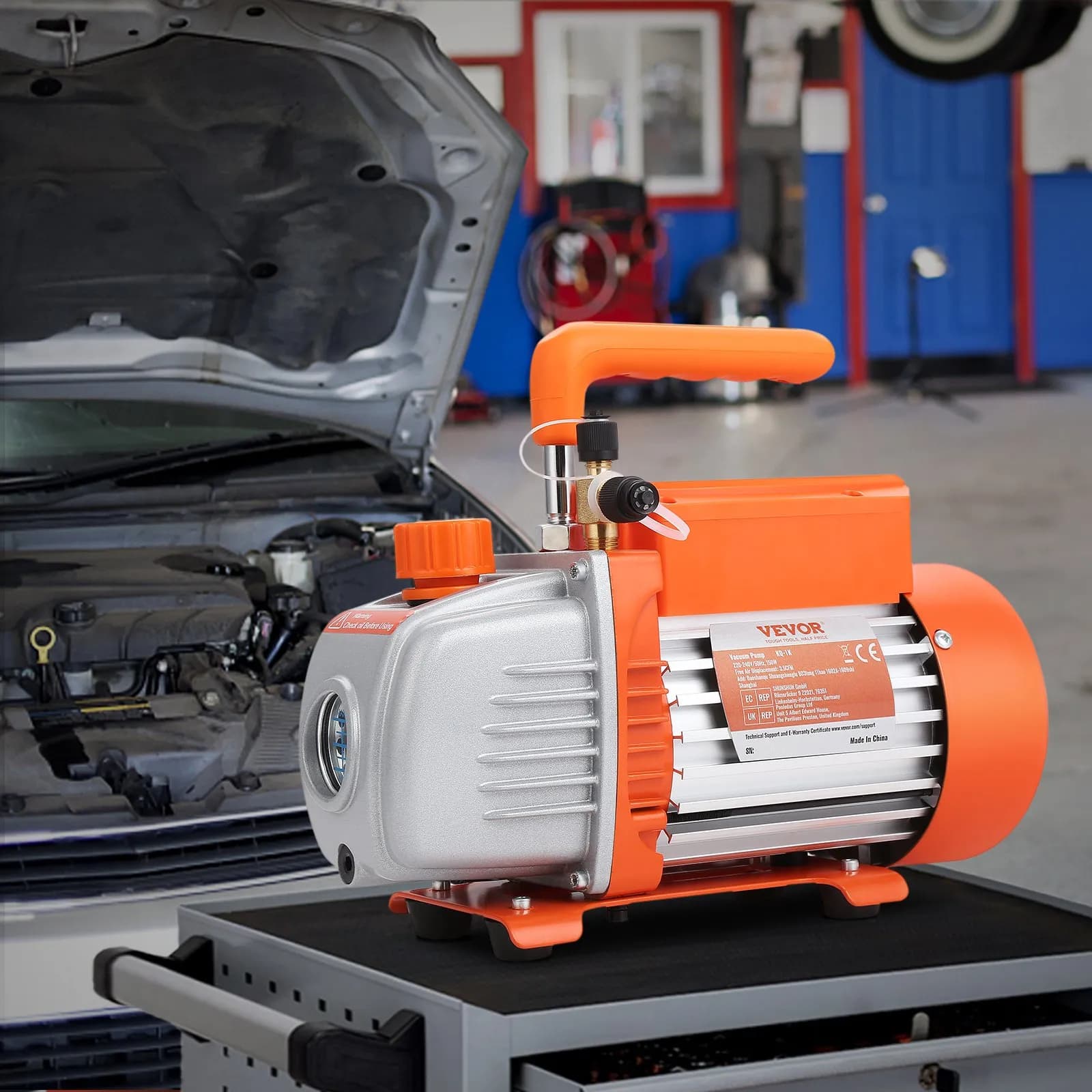 Pompa próżniowa jednostopniowa 1/5 KM, 3,5 CFM, 220-240 V AC, pompa próżniowa do klimatyzatorów, wlot męski SAE 0,6 cm, wlot męski ACME 1,27 cm, do napraw HVAC, konserwacji chłodnictwa, odgazowywania żywicy