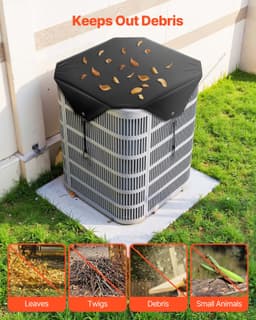 Pokrowiec na klimatyzator zewnętrzny, 810 x 810 mm, centralny pokrowiec na klimatyzator, górna uniwersalna siatka ochronna, wodoodporna, łatwa w montażu, do stosowania na zewnątrz, przez cały rok, czarny - miniatura 9
