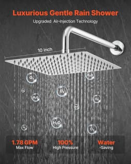 Zestaw baterii natryskowej, system prysznicowy z deszczownicą łazienkową z 10-calową (25,4 cm) kwadratową głowicą prysznicową i słuchawką natryskową, armatura ścienna do wanny z zaworem mosiężnym i zestawem wykończeniowym, chrom srebrny - miniatura 6