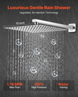 Zestaw baterii natryskowej, system prysznicowy z deszczownicą łazienkową z 10-calową (25,4 cm) kwadratową głowicą prysznicową i słuchawką natryskową, armatura ścienna do wanny z zaworem mosiężnym i zestawem wykończeniowym, szczotkowany nikiel - miniatura 6