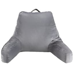 Poduszka do czytania, standardowa poduszka do łóżka z rozdrobnioną pianką memory foam, poduszka na plecy z 3 kieszeniami i zmywalną krótką aksamitną szmatką, góra z uchwytem, do oglądania telewizji, czytania, grania, odpoczynku, szara - miniatura 2