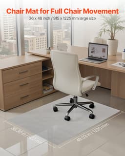 Mata pod krzesło, 915 x 1225 mm, przezroczysta mata pod krzesło biurowe na twarde podłogi, ochraniacz podłogi pod krzesła na kółkach, antypoślizgowa i łatwa do czyszczenia, gładko przesuwająca się mata pod biurko do domu i biura (prostokątna) - miniatura 6