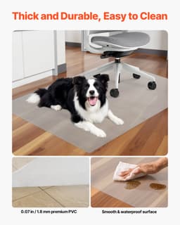 Mata pod krzesło, 915 x 1225 mm, przezroczysta mata pod krzesło biurowe na twarde podłogi, ochraniacz podłogi pod krzesła na kółkach, antypoślizgowa i łatwa do czyszczenia, gładko przesuwająca się mata pod biurko do domu i biura (prostokątna) - miniatura 9