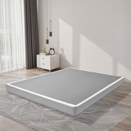Rama łóżka typu box spring, rozmiar queen size, z tkaniną nadającą się do prania, wytrzymała metalowa rama do łóżka queen size, podstawa materaca 4 cale, maksymalna nośność 3500 funtów, łatwy montaż, 79,1 dł. x 59,4 szer. x 4 wys. - miniatura 1
