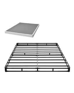 Rama łóżka typu box spring, rozmiar queen size, z tkaniną nadającą się do prania, wytrzymała metalowa rama do łóżka queen size, podstawa materaca 4 cale, maksymalna nośność 3500 funtów, łatwy montaż, 79,1 dł. x 59,4 szer. x 4 wys. - miniatura 2