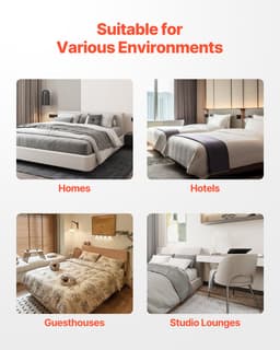 Rama łóżka typu box spring, rozmiar queen size, z tkaniną nadającą się do prania, wytrzymała metalowa rama do łóżka queen size, podstawa materaca 4 cale, maksymalna nośność 3500 funtów, łatwy montaż, 79,1 dł. x 59,4 szer. x 4 wys. - miniatura 9