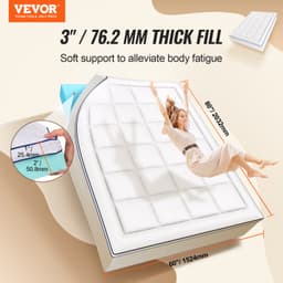 Materac nawierzchniowy Premium Memory Foam Fiber Fill Queen Grubość 76,2 mm 1524x2032x76,2 mm - miniatura 6