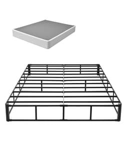 Rama łóżka typu box spring, rozmiar queen size, z tkaniną nadającą się do prania, wytrzymała metalowa rama do łóżka queen size, podstawa materaca 9 cali, maksymalna nośność 3500 funtów, łatwy montaż, 79,1 dł. x 59,6 szer. x 9,1 wys. w calach - miniatura 2
