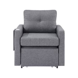 Rozkładana sofa z funkcją spania, rozkładana sofa z kieszenią boczną, poduszką, podłokietnikiem i tablicą na biurko, oparcie regulowane pod 5 kątami, pojedyncza rozkładana sofa z 2 kółkami i schowkiem u dołu, szara - miniatura 3