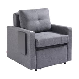 Rozkładana sofa z funkcją spania, rozkładana sofa z kieszenią boczną, poduszką, podłokietnikiem i tablicą na biurko, oparcie regulowane pod 5 kątami, pojedyncza rozkładana sofa z 2 kółkami i schowkiem u dołu, szara - miniatura 12