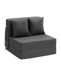 Rozkładana sofa, rozkładana sofa 3 w 1 z 2 poduszkami i zmywalnym pokrowcem, rozkładany fotel z pianki memory 25D o wysokiej gęstości, sofa futon do salonu, sypialni, ciemnoszara (pojedyncza) - miniatura 2