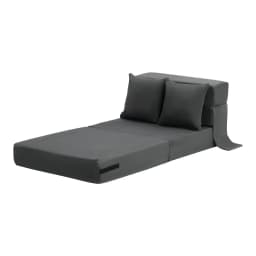 Rozkładana sofa, rozkładana sofa 3 w 1 z 2 poduszkami i zmywalnym pokrowcem, rozkładany fotel z pianki memory 25D o wysokiej gęstości, sofa futon do salonu, sypialni, ciemnoszara (pojedyncza) - miniatura 4