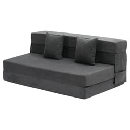 Rozkładana sofa, rozkładana sofa 3 w 1 z 2 poduszkami i zmywalnym pokrowcem, rozkładany fotel z pianki memory 25D o wysokiej gęstości, sofa futon do salonu, sypialni, ciemnoszara (rozmiar queen) - miniatura 4