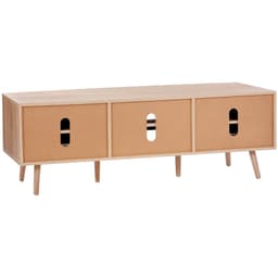Stojak pod telewizor z rattanu 65" (165,1 cm) Stojak pod telewizor Boho z wbudowanym gniazdem w kolorze dębu - miniatura 5