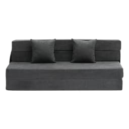 Rozkładana sofa, rozkładana sofa 3 w 1 z 2 poduszkami i zmywalnym pokrowcem, rozkładany fotel z pianki memory 25D o wysokiej gęstości, sofa futon do salonu, sypialni, ciemnoszara (rozmiar queen) - miniatura 12