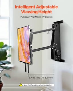 Uchwyt ścienny do telewizora z napędem silnikowym, uchwyt do telewizorów o przekątnej od 32 do 65 cali, elektrycznie regulowany uchwyt sufitowy do telewizora, uchwyt do telewizora z odchylanym silnikiem, maks. VESA 24 x 24 cale, pasuje do telewizorów o wadze do 88 funtów - miniatura 6