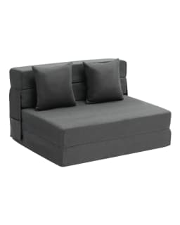Rozkładana sofa, rozkładana sofa 3 w 1 z 2 poduszkami i zmywalnym pokrowcem, rozkładany fotel z pianki memory 25D o wysokiej gęstości, sofa futon do salonu, sypialni, ciemnoszara (podwójna) - miniatura 2