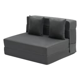 Rozkładana sofa, rozkładana sofa 3 w 1 z 2 poduszkami i zmywalnym pokrowcem, rozkładany fotel z pianki memory 25D o wysokiej gęstości, sofa futon do salonu, sypialni, ciemnoszara (podwójna) - miniatura 4