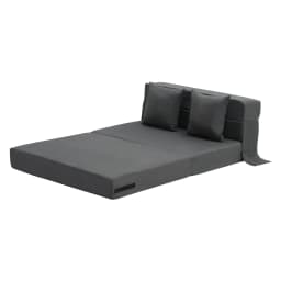 Rozkładana sofa, rozkładana sofa 3 w 1 z 2 poduszkami i zmywalnym pokrowcem, rozkładany fotel z pianki memory 25D o wysokiej gęstości, sofa futon do salonu, sypialni, ciemnoszara (podwójna) - miniatura 5