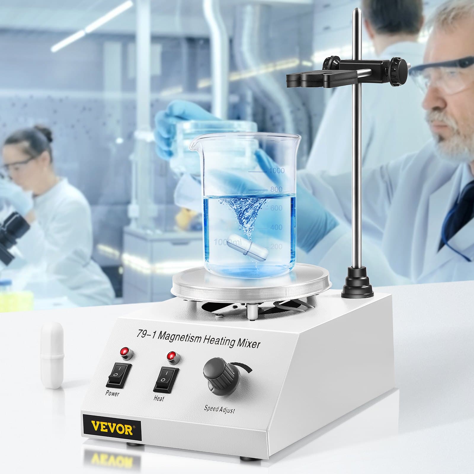 Laboratoryjne mieszadło magnetyczne z płytą grzewczą 1L, z regulacją prędkości, 25 W