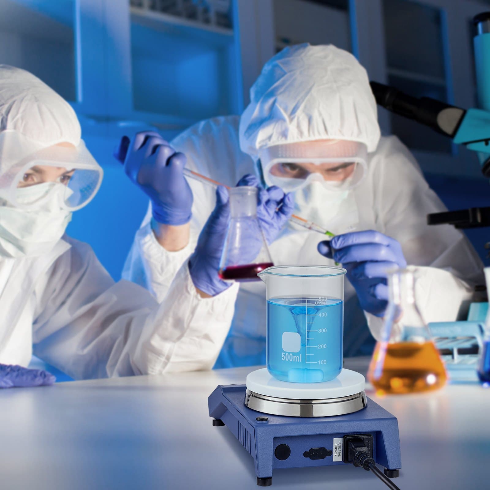 Mieszadło magnetyczne, płyta mieszająca 0-1500 obr./min z pokrętłem do regulacji prędkości, zestaw mieszadeł płytowych 21 l, w zestawie pręt mieszający