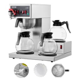 Ekspres przelewowy do kawy o pojemności 12 filiżanek, z 3 szklanymi karafkami i 3 płytami grzewczymi, ze stali nierdzewnej, do parzenia kawy metodą Pour Over, do restauracji, biura, kawiarni - miniatura 2